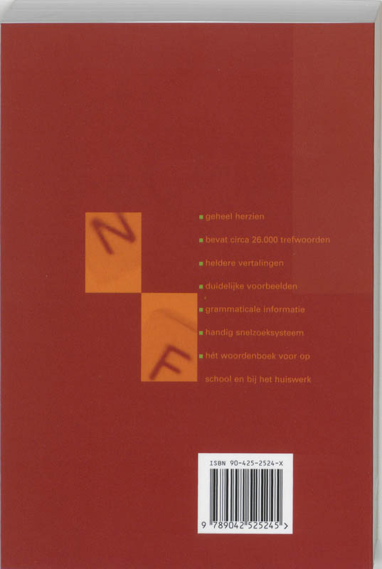 Achterkant van Schoolwoordenboek Nederlands-Frans