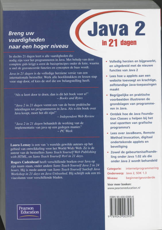 Achterkant van Java 2 in 21 dagen