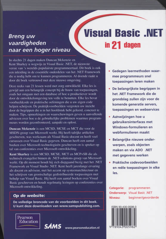 Achterkant van Visual Basic .NET in 21 dagen