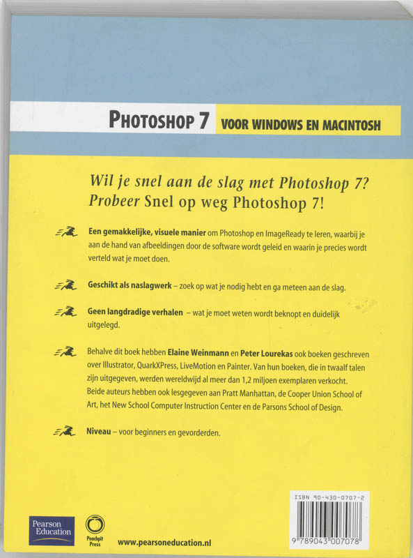 Achterkant van Photoshop 7 voor Windows en Macintosh
