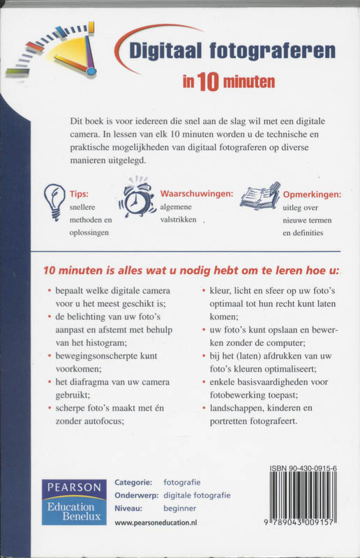 Achterkant van Digitaal fotograferen in 10 minuten