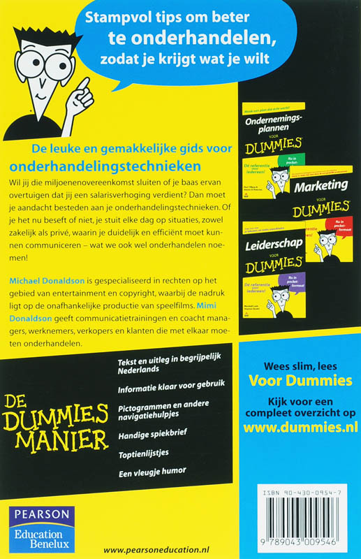 Achterkant van Onderhandelen voor Dummies