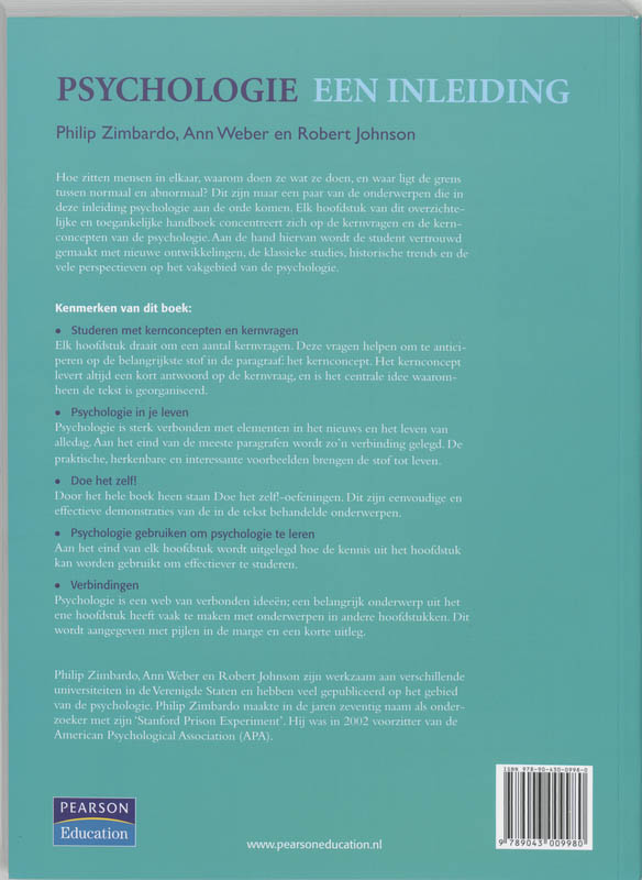 Achterkant van Psychologie een inleiding