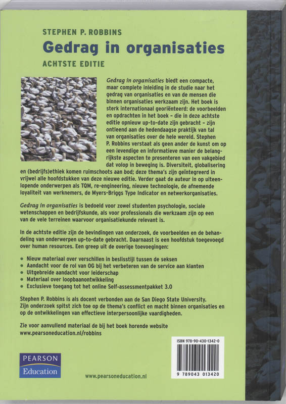 Achterkant van Gedrag in organisaties