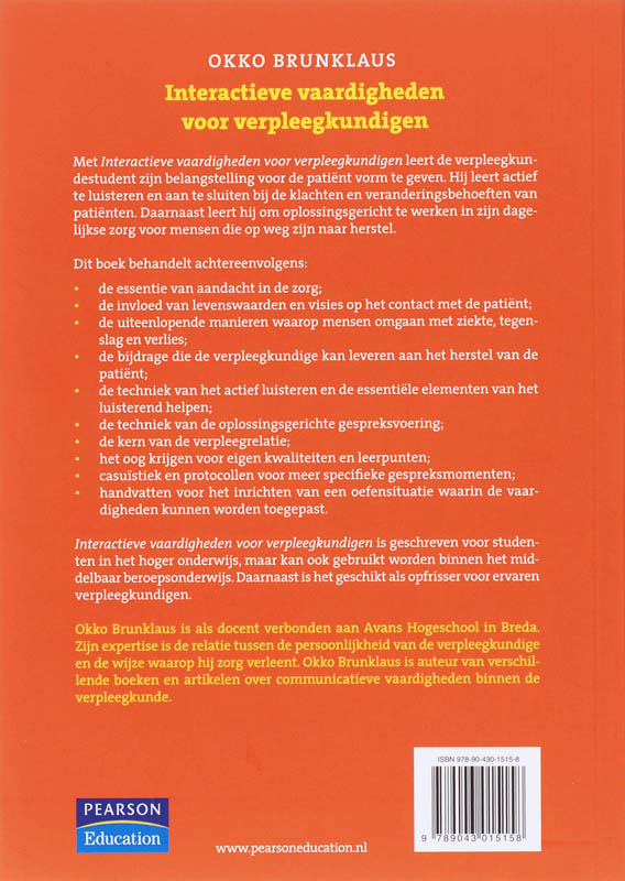 Achterkant van Interactieve vaardigheden voor verpleegkundingen