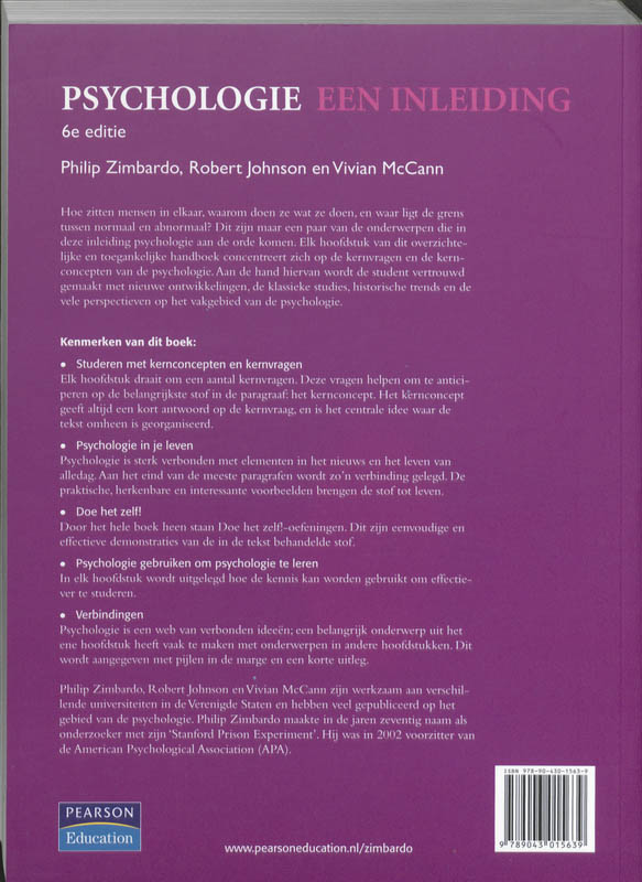Achterkant van Psychologie, een inleiding