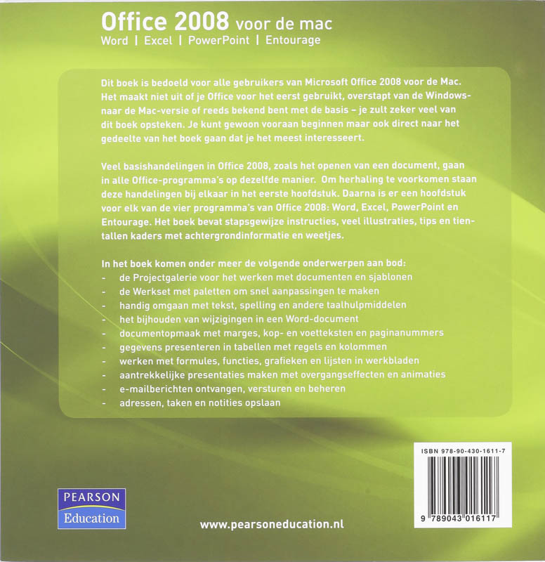 Achterkant van Office 2008 voor de Mac