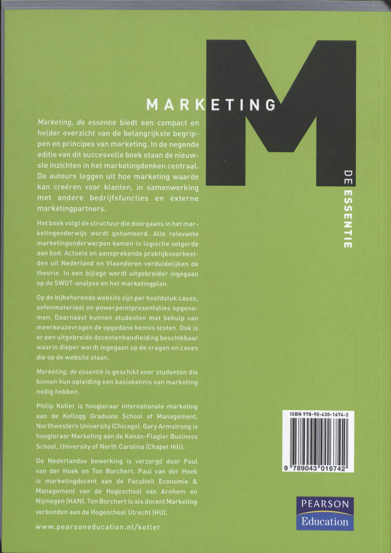 Achterkant van Marketing, de essentie