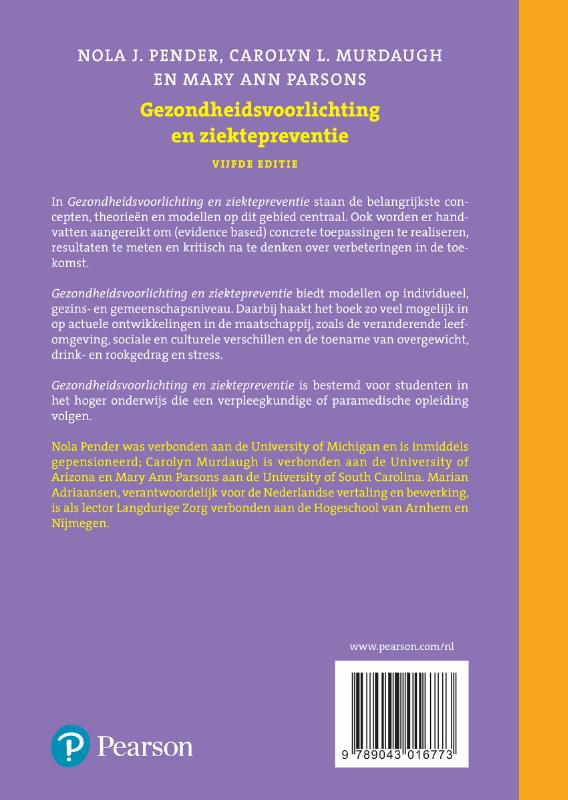 Achterkant van Gezondheidsvoorlichting en ziektepreventie
