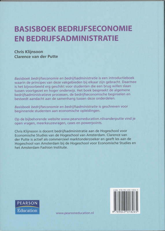 Achterkant van Basisboek bedrijfseconomie en bedrijfsadministratie