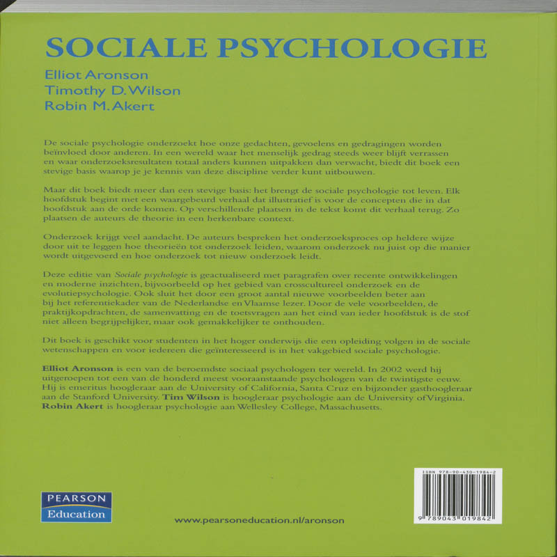 Achterkant van Sociale psychologie