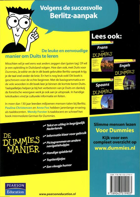 Achterkant van Duits voor Dummies