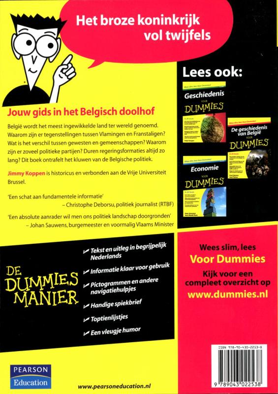 Achterkant van Belgische politiek voor Dummies