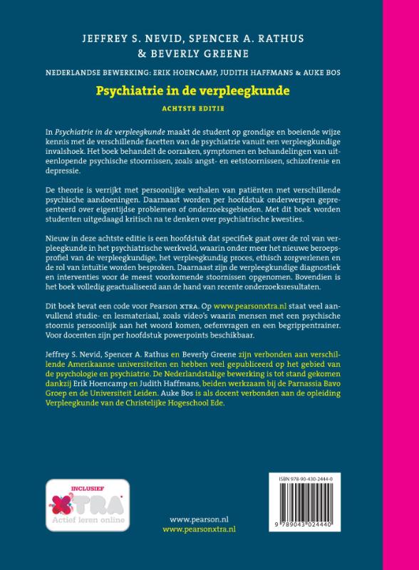Achterkant van Psychiatrie in de verpleegkunde