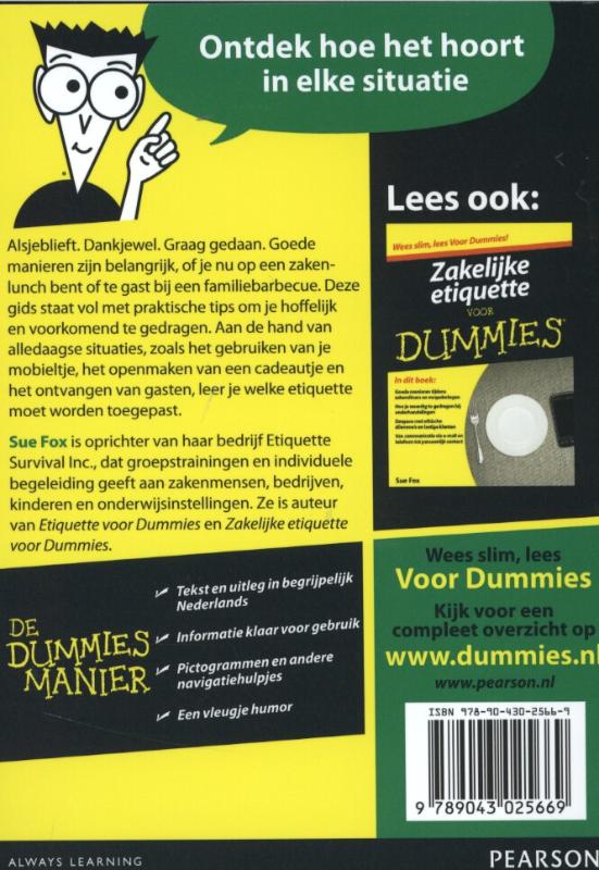 Achterkant van De kleine etiquette voor dummies