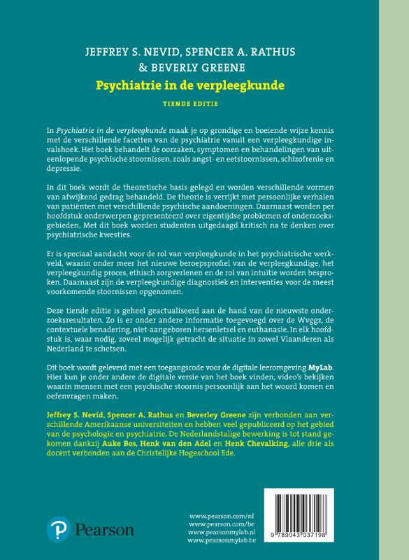 Achterkant van Psychiatrie in de verpleegkunde
