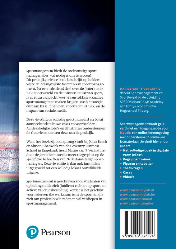 Achterkant van Sportmanagement, 4e editie met MyLab NL toegangscode