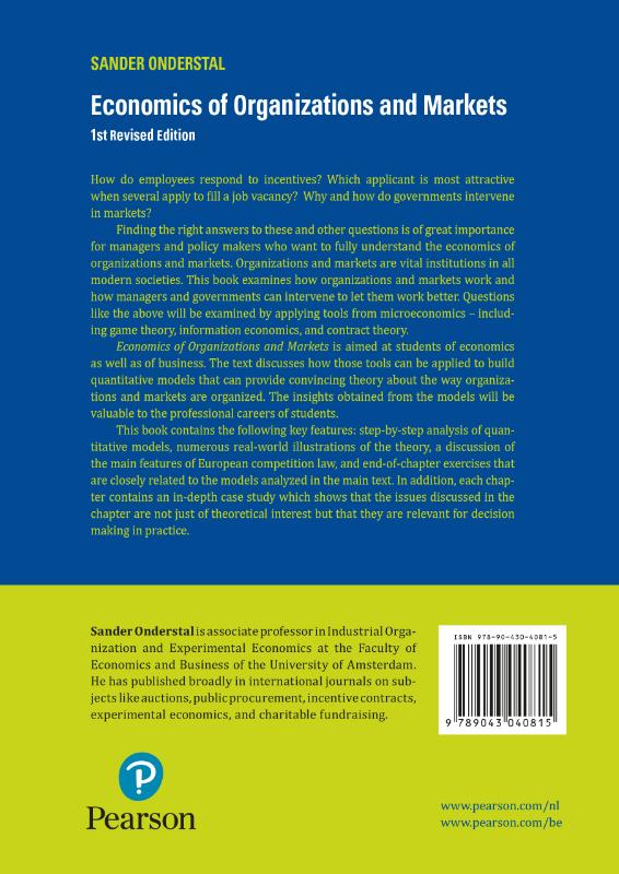 Achterkant van Economics of Organizations and Markets