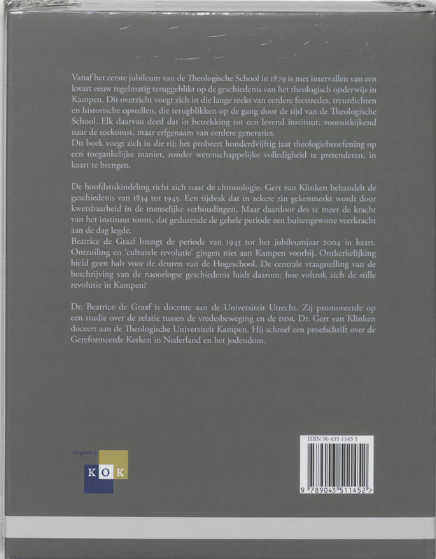 Achterkant van Geschiedenis van de Theologische Universiteit in Kampen