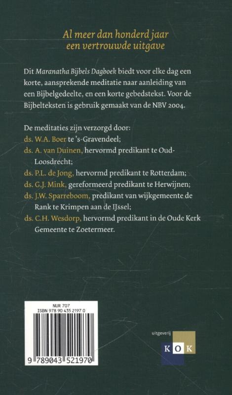 Achterkant van Bijbels dagboek 2014