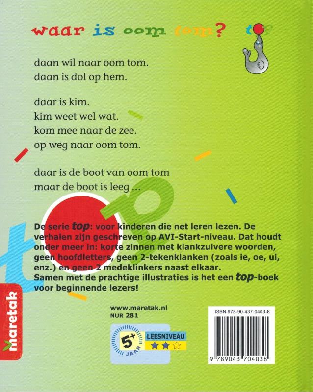 Achterkant van Waar is oom Tom?