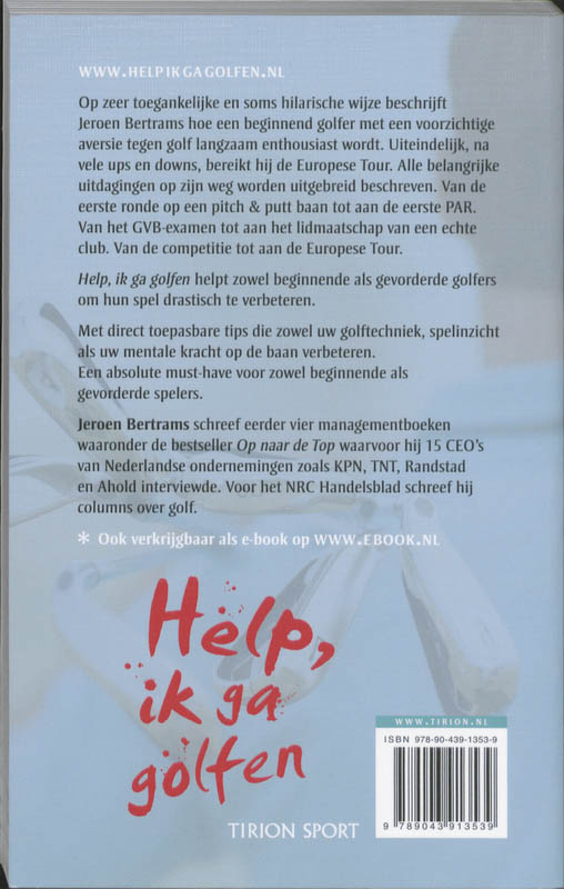 Achterkant van Help, ik ga golfen
