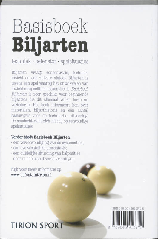 Achterkant van Basisboek Biljarten