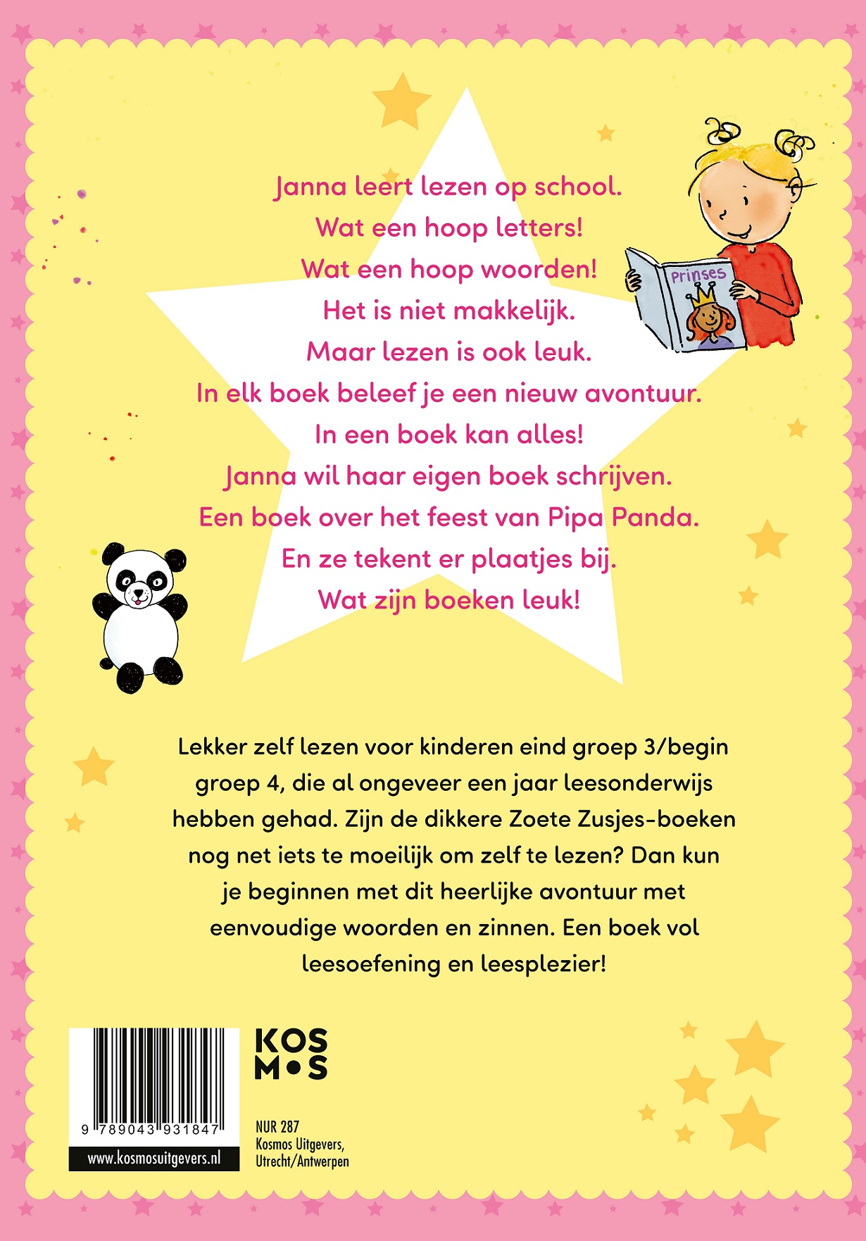 Achterkant van Lekker lezen met de Zoete Zusjes