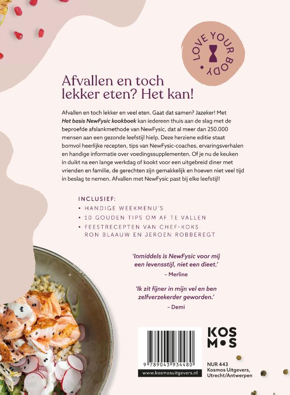 Achterkant van Het basis NewFysic Kookboek