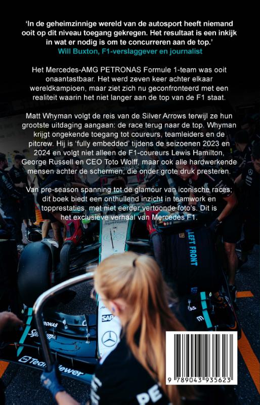 Achterkant van Inside Mercedes F1