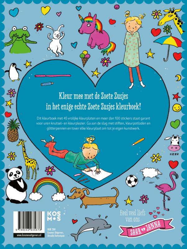 Achterkant van De Zoete Zusjes kleurboek