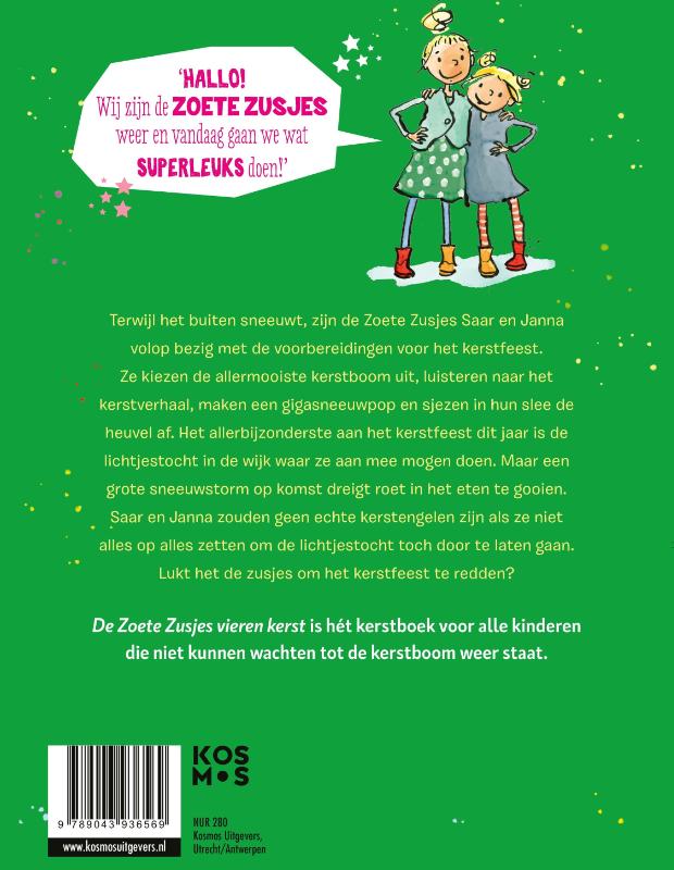 Achterkant van De Zoete Zusjes vieren kerst
