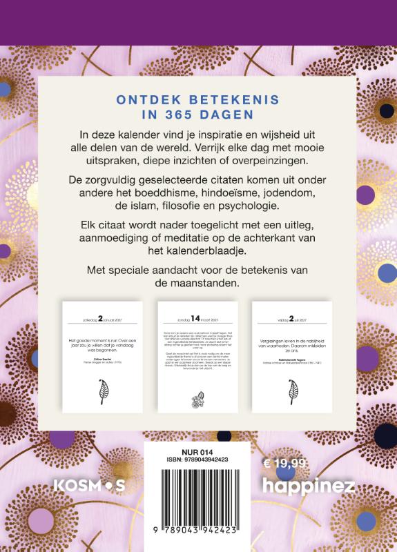 Achterkant van Happinez spirituele scheurkalender 2027
