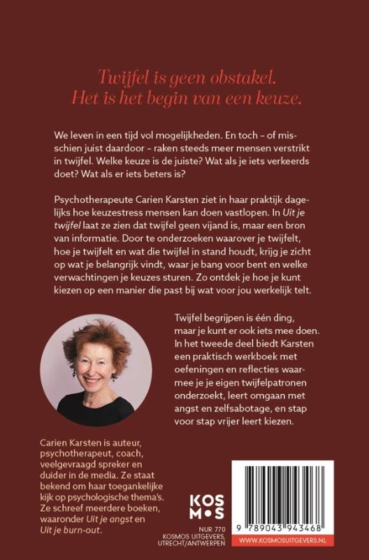 Achterkant van Uit je twijfel: de kunst van het kiezen