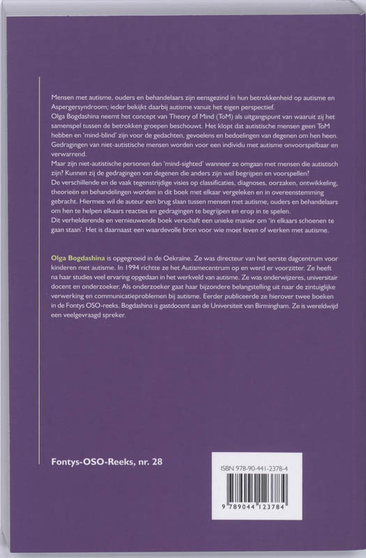 Achterkant van Theory of mind en de triade van perspectieven bij autisme en syndroom van Asperger