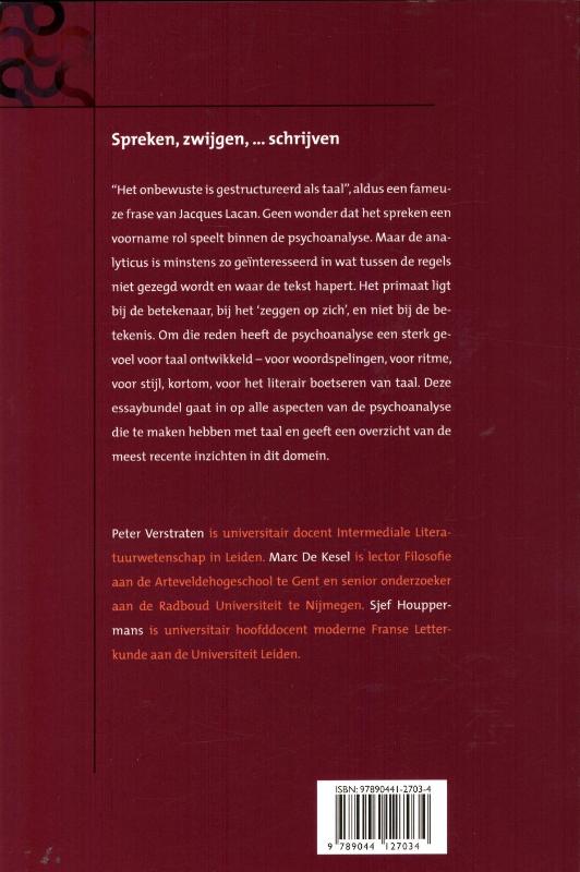 Achterkant van Spreken, zwijgen en,...schrijven