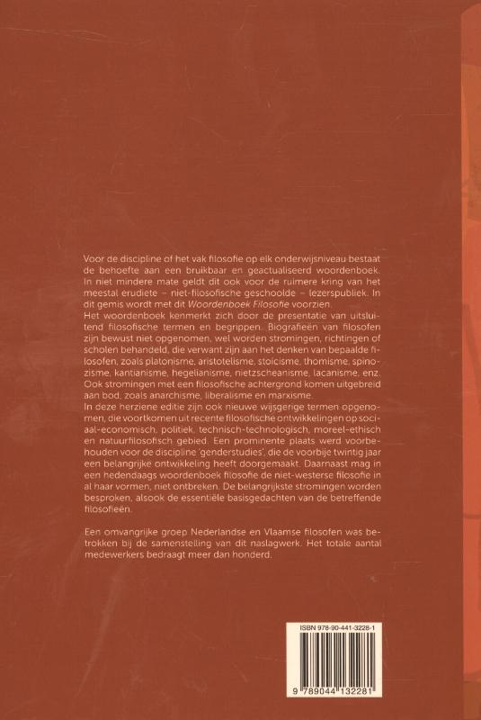 Achterkant van Woordenboek filosofie geheel herziene en aangevulde uitgave