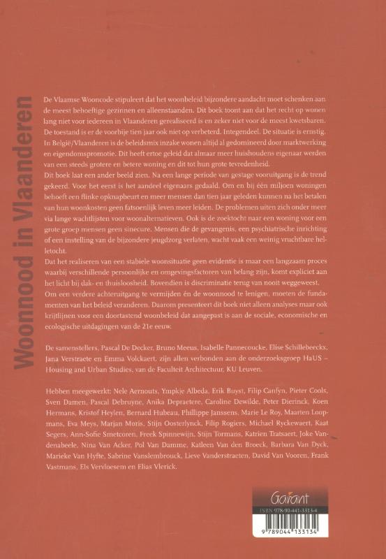 Achterkant van Woonnood in Vlaanderen