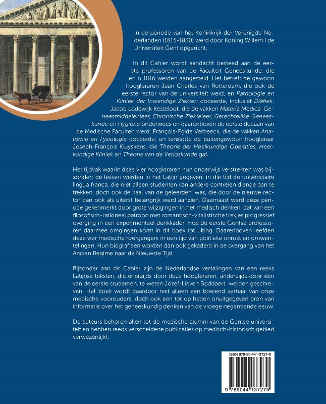 Achterkant van De eerste professoren van de Gentse faculteit Geneeskunde