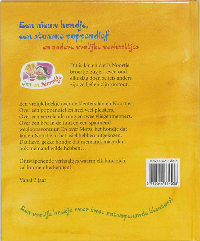 Achterkant van Een nieuw hondje, een stomme poppendief