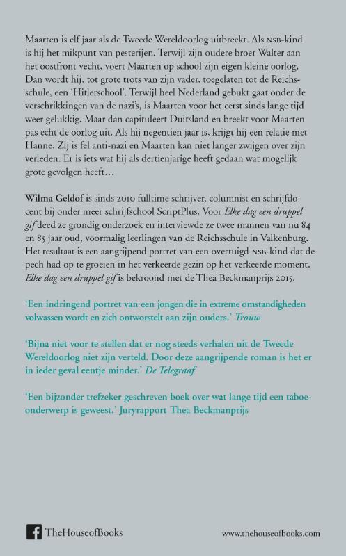 Achterkant van Elke dag een druppel gif