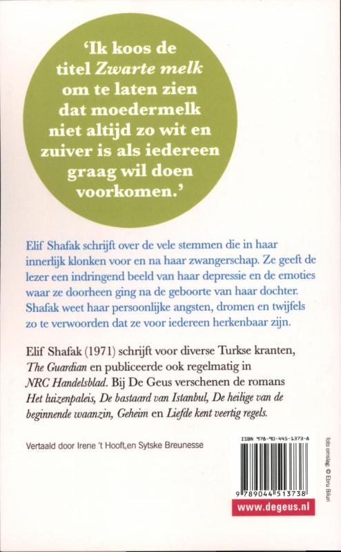 Achterkant van Zwarte melk