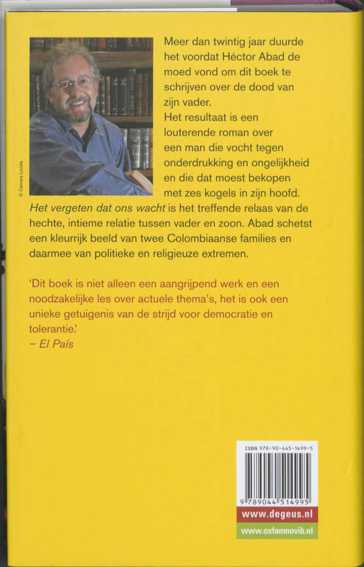 Achterkant van Het vergeten dat ons wacht