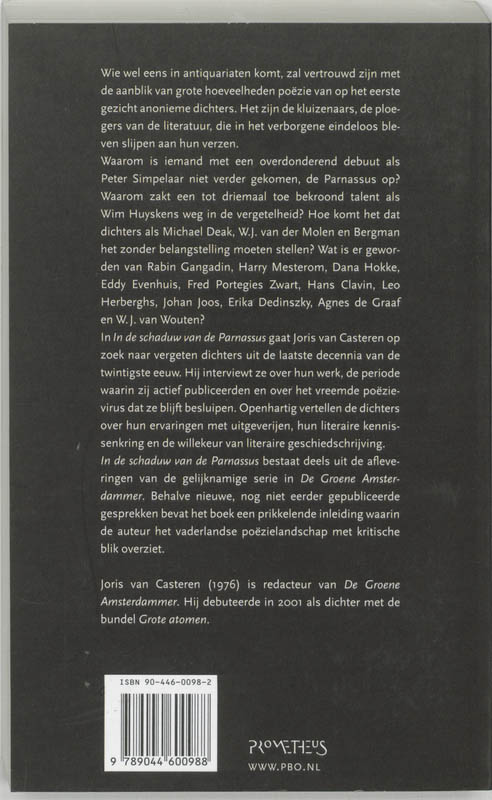 Achterkant van In de schaduw van de Parnassus
