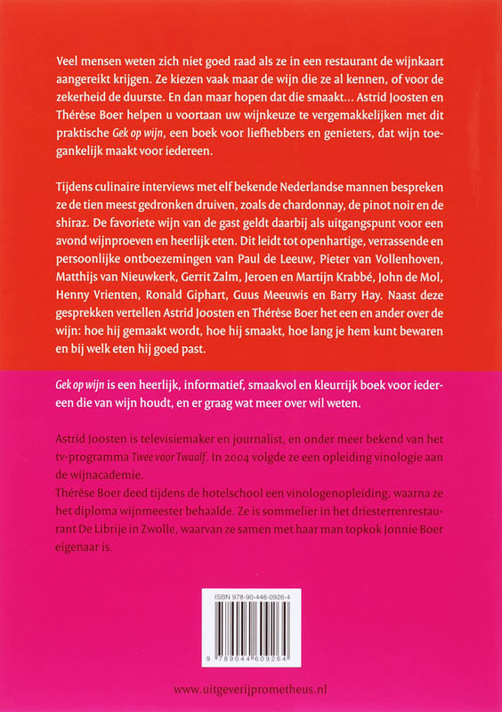 Achterkant van Gek op wijn