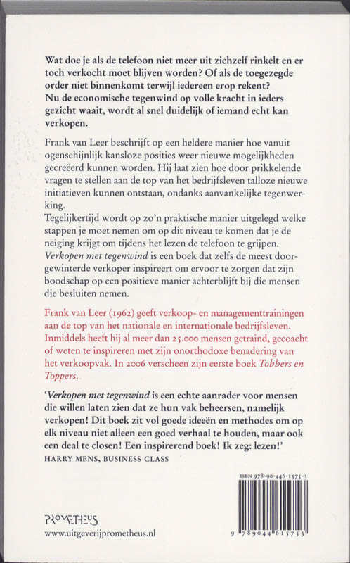 Achterkant van Verkopen met tegenwind