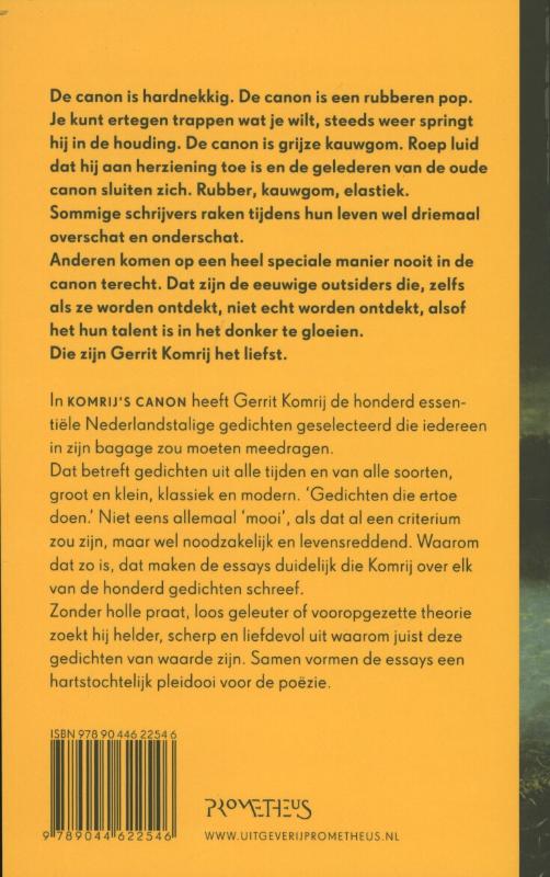 Achterkant van Komrij's canon
