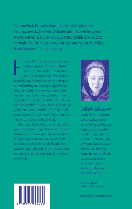 Achterkant van Het geheime dagboek van Emma M. Lion