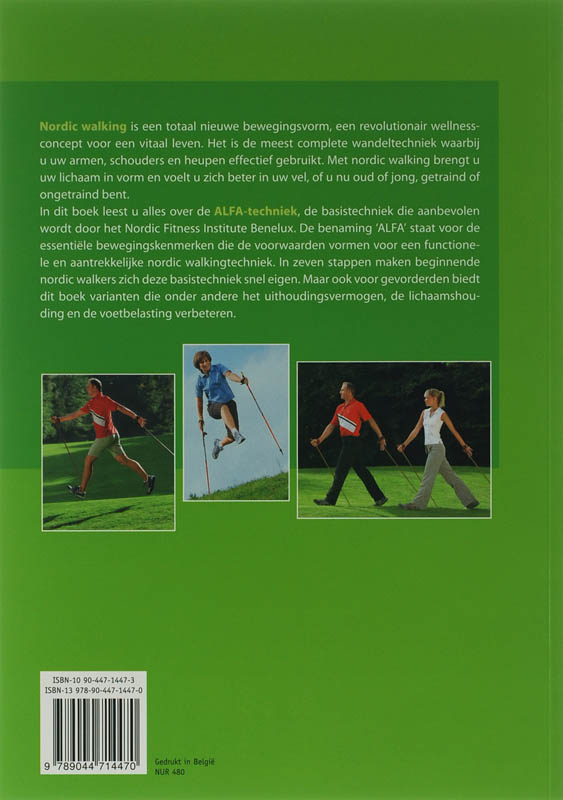 Achterkant van Nordic walking volgens de alfa-techniek