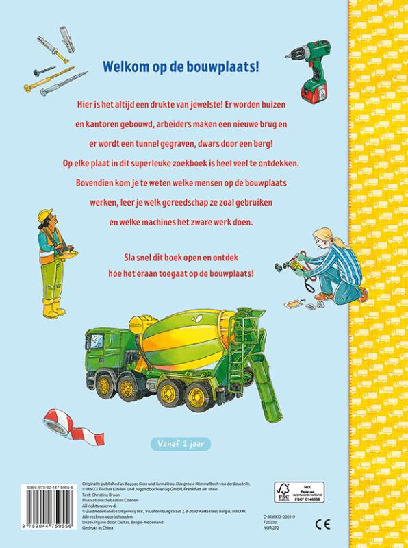 Achterkant van Kijk-en zoekboek - Op de bouwplaats